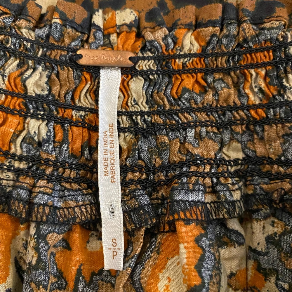 Free People Boho Brown and Orange Blouse Tunic - Picture 4 of 5